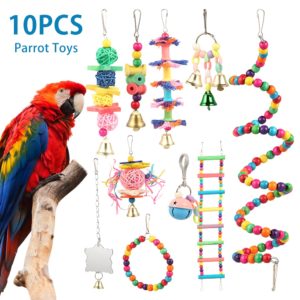 10PCS/Set Combination Parrot Toy Bird Articles Parrot Bite Toy Bird Toys Parrot Funny Swing Ball Bell Standing Training Toys