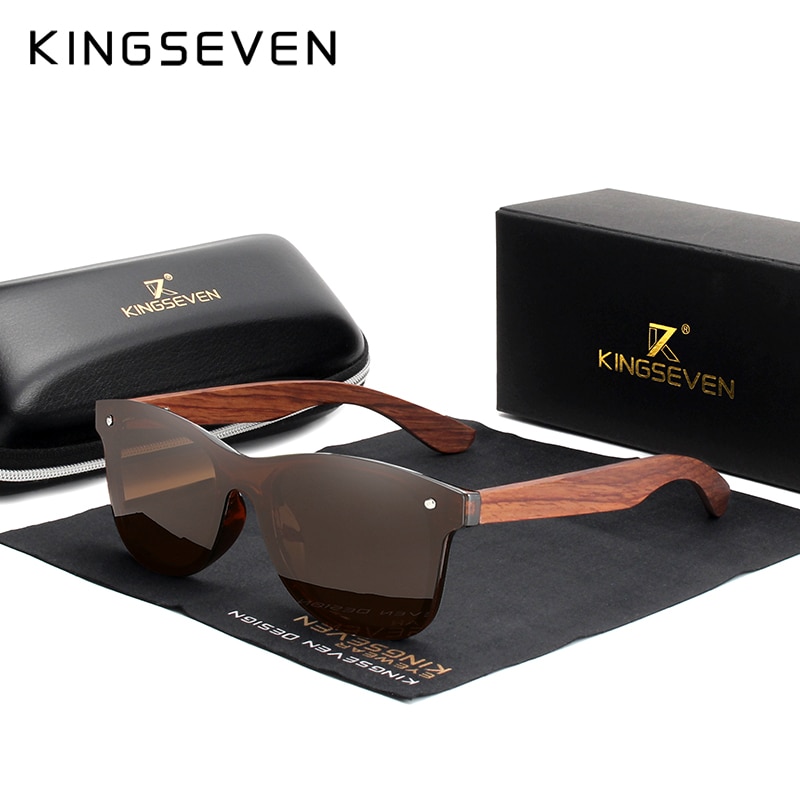 KINGSEVEN Natural Wooden Sunglasses Men Polarized Fashion Sun Glasses